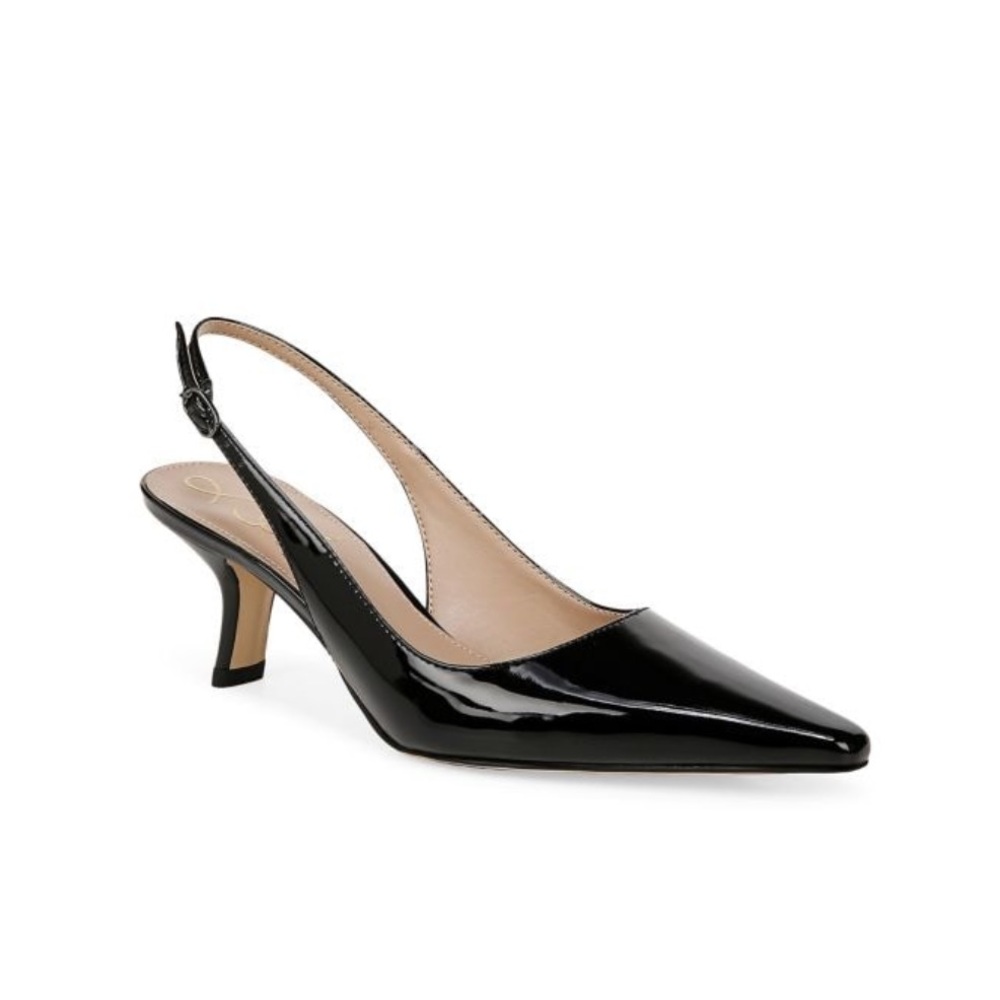 Sam Edelman Black Slingback Heels Bianka Pointed Toe Patent